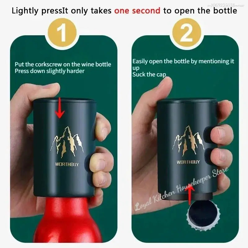 Magnetic Automatic Beer Bottle Opener Stainless Steel One Hand Operation Portable Bar Gadget For Quick Bottle Opening