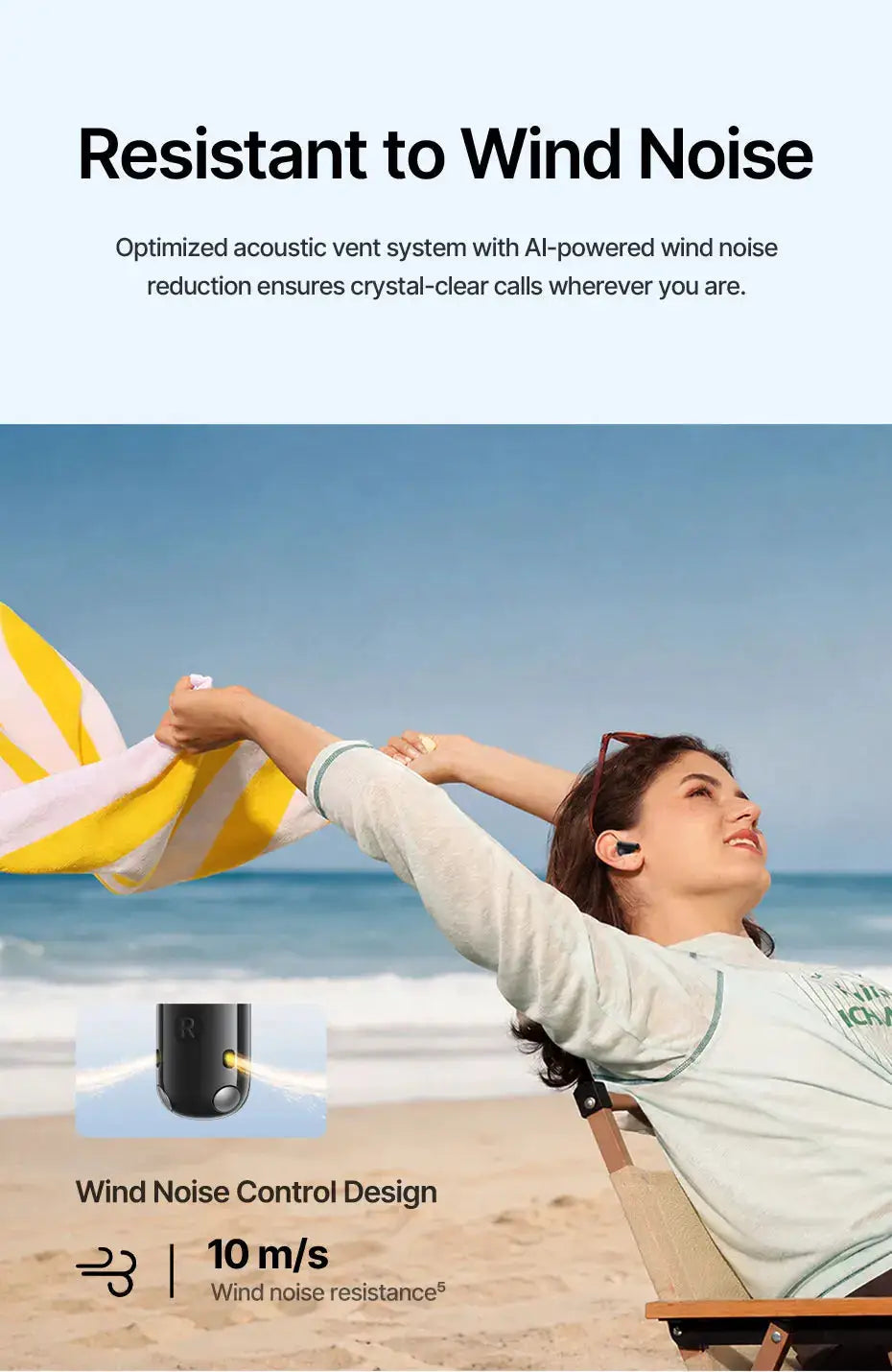 Baseus Bass EP10 wireless earphones in black with wind-noise control design