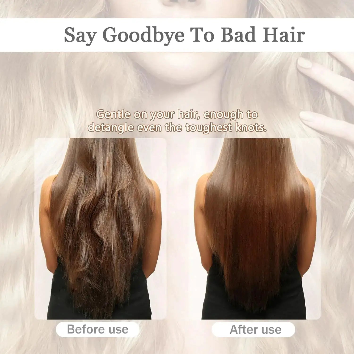 Simples Market 9-row cushion nylon bristle hair brush for detangling wet or dry curly hair, before/after use.