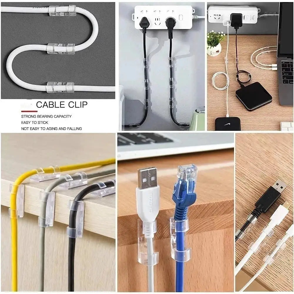 NeatCable Self Adhesive Cable Organizer Clips for Desk and Wall Mount to Manage PC Mouse USB Power Cords