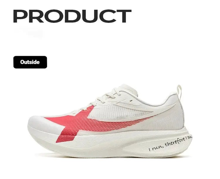 XTEP 2000km PRO white running shoe for men with pink X graphic on side