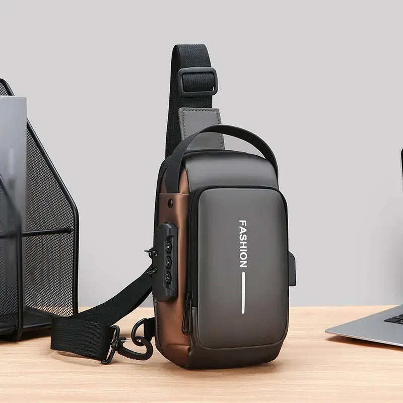Sling bag with grey Oxford fabric, crossbody design, phone pocket and zip closure for daily commute