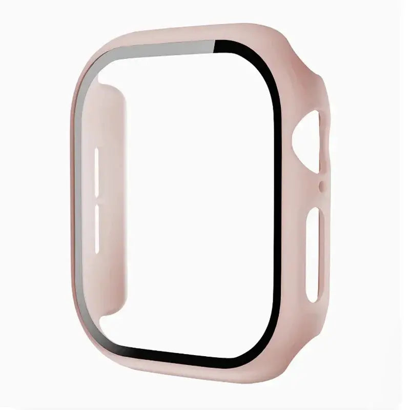 Simples Market tempered glass case for Apple Watch 38–46mm, pink frame, screen protector