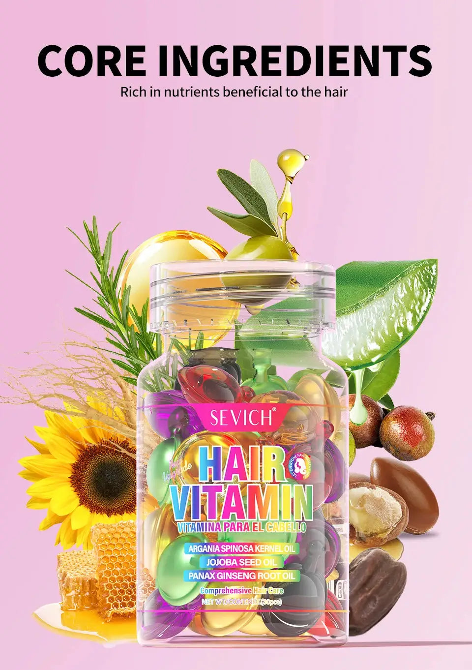 Sevich Mix Hair Vitamin Capsule Hair Treatment Oil Repair Damaged Smooth Hair Care Serum Nourishing Keratin Complex Oil