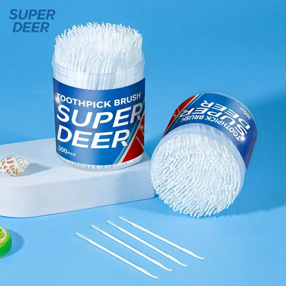 300 PCs Boxed Toothpick Brush Plastic Toothpick Disposable Household Interdental Brush Teeth Picking Dental Floss - Simples Market
