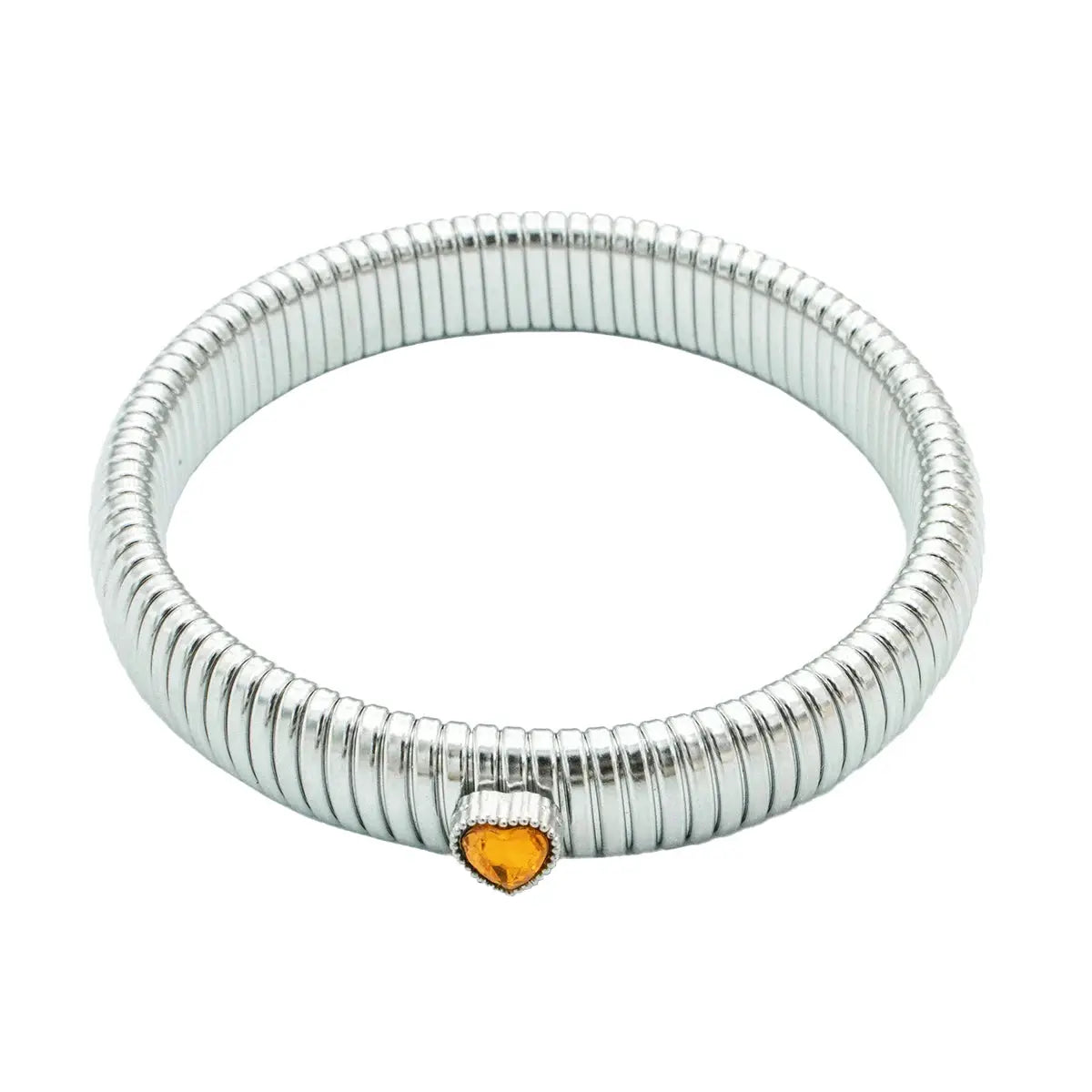 Waterproof Stainless Steel Retro Elastic Thick Metal Polish Bracelet 18K Gold Plated Unisex Jewelry For Men Women