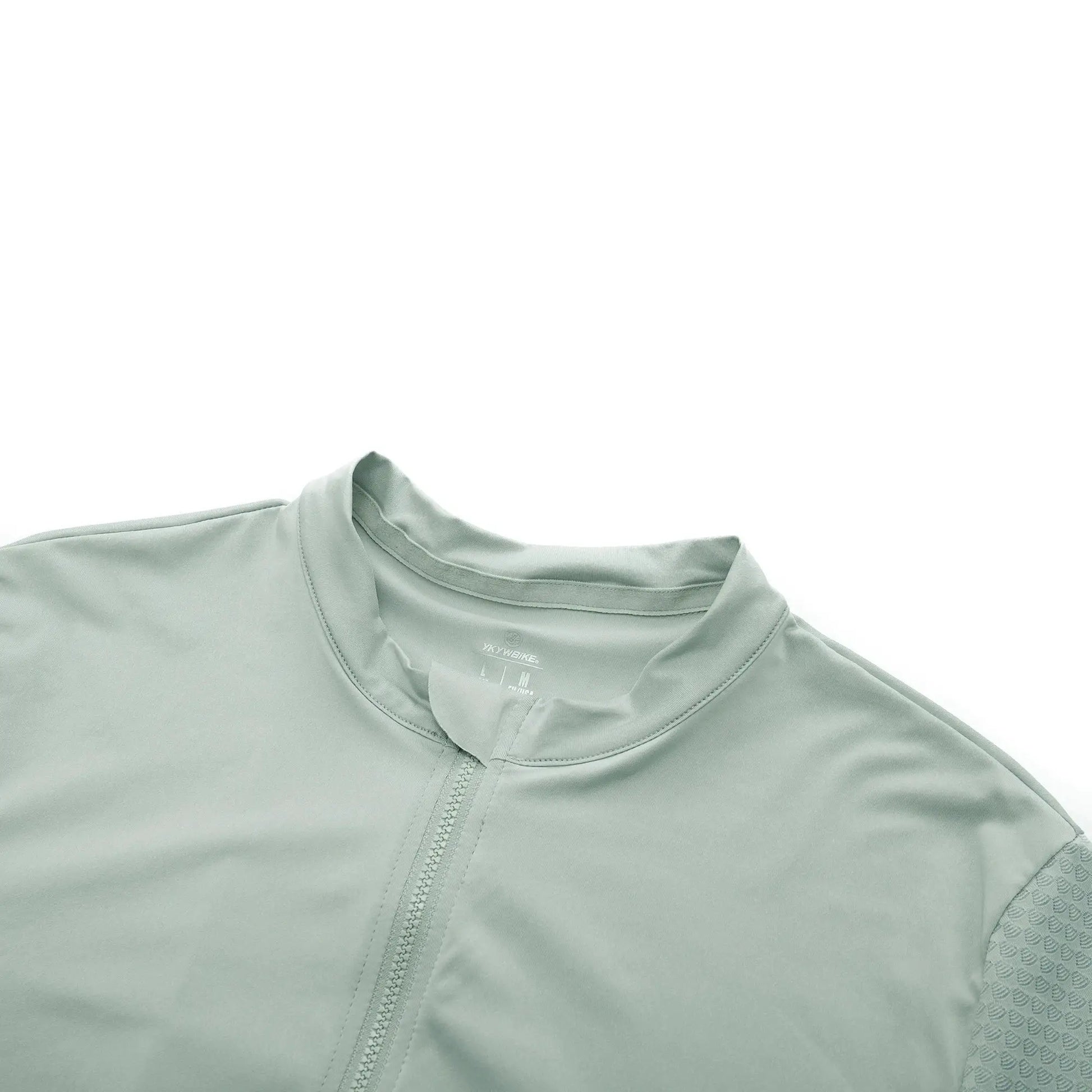 YKYWBIKE men's cycling jersey with front zipper in light sage green, breathable fabric