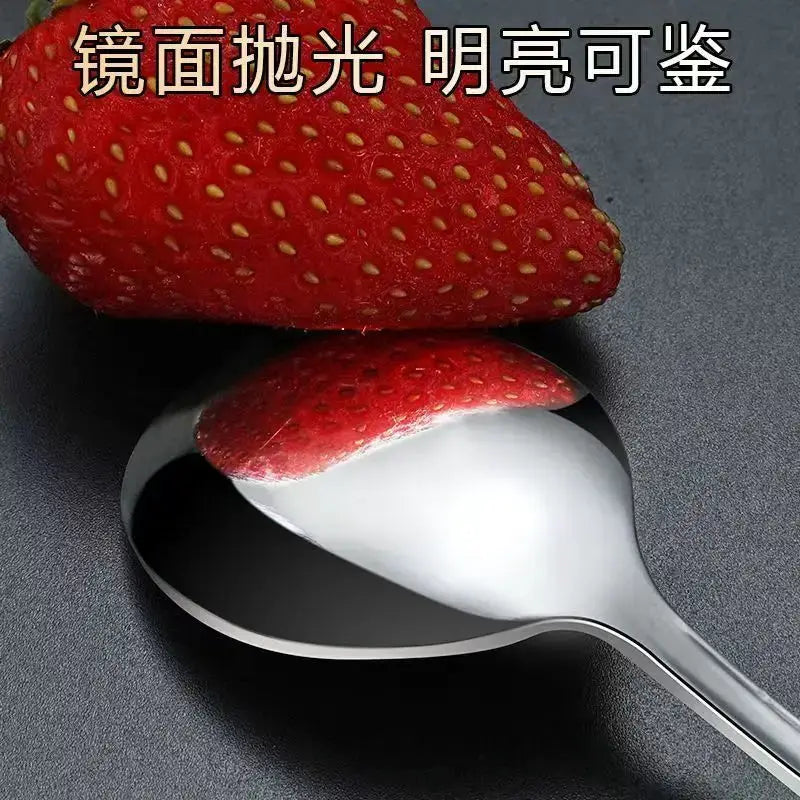 Six Piece Long Handled Stainless Steel Spoon Set Coffee Ice Thickened Design Pointed Stirring Spoons With Round Tips