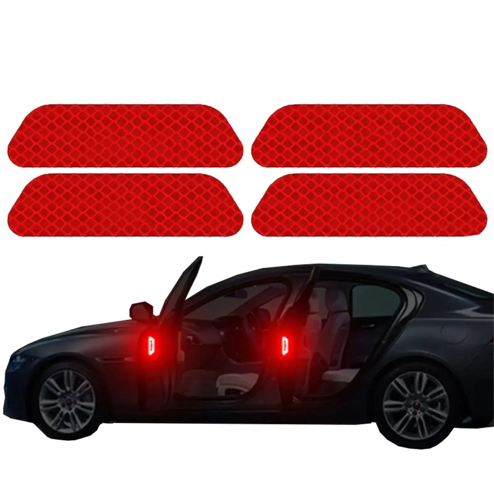 4 Pack Car Door Warning Reflector Stickers for Exterior and Interior Use Safety Opening Indicator Tape
