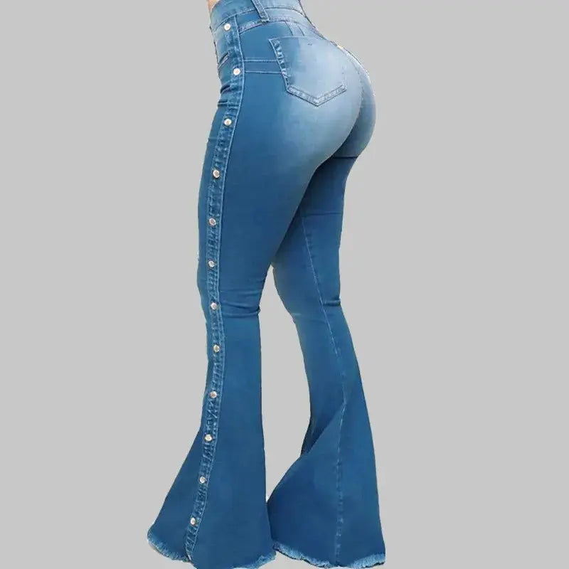 High Waist Stretch Denim Flare Jeans For Women Trousers Autumn 2024