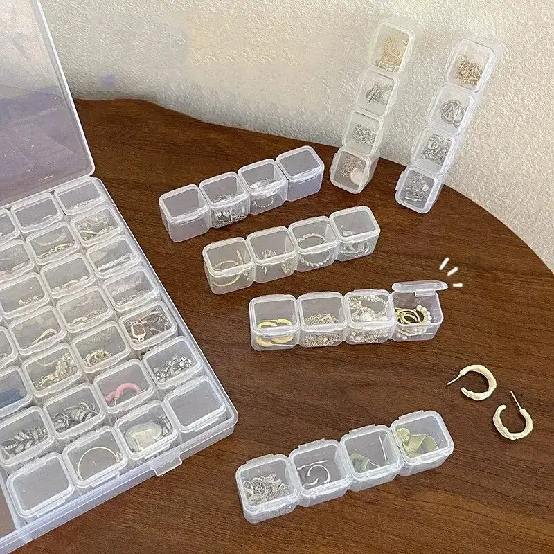 28 Grids Plastic Jewelry Storage Box Necklace Earrings Rings Jewelry Packaging Organizer Portable Pill Medicine Storage Box - Simples Market