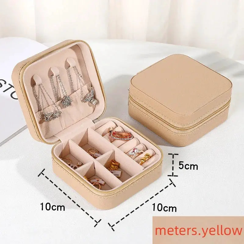 LuxeNest Mini Jewelry Storage Box Portable Travel Organizer for Earrings Necklaces and Rings in Durable PU Leather