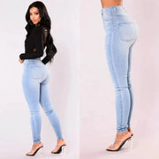 Women High Waist Denim Skinny Jeans Stretch Push Up Front Pockets
