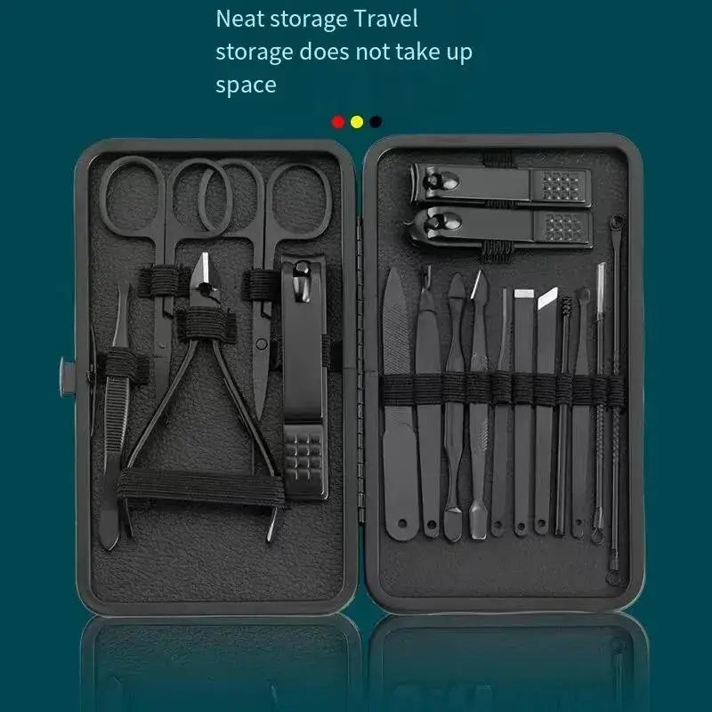 Stainless Steel Nail Clipper Set with Case Angled Nail Clippers Pedicure Tools Ear Pick Scoop and Dead Skin Remover