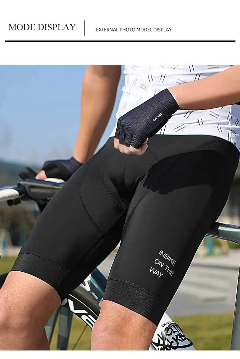 INBIKE men's black MTB cycling shorts with logo on thigh