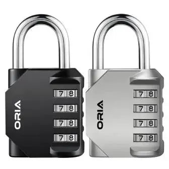 Padlocks 2-pack, ORIA 4-digit combination, black and silver