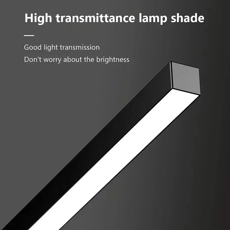 Modern LED ceiling light by Simples Market; slim black rectangular fixture with a white panel for bedroom/living room.