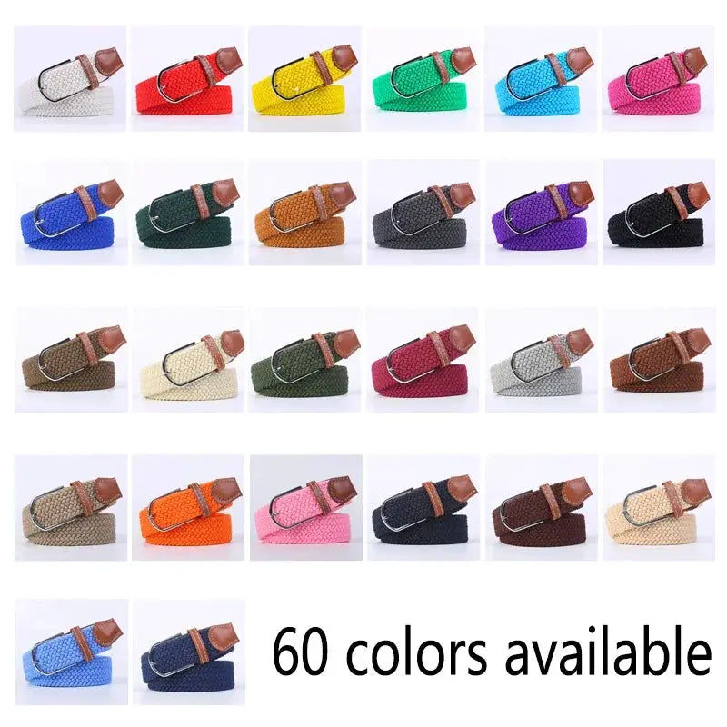 UrbanFlex Unisex Knitted Pin Buckle Belt Elastic Braided Canvas Stretch For Comfortable Jeans Wear