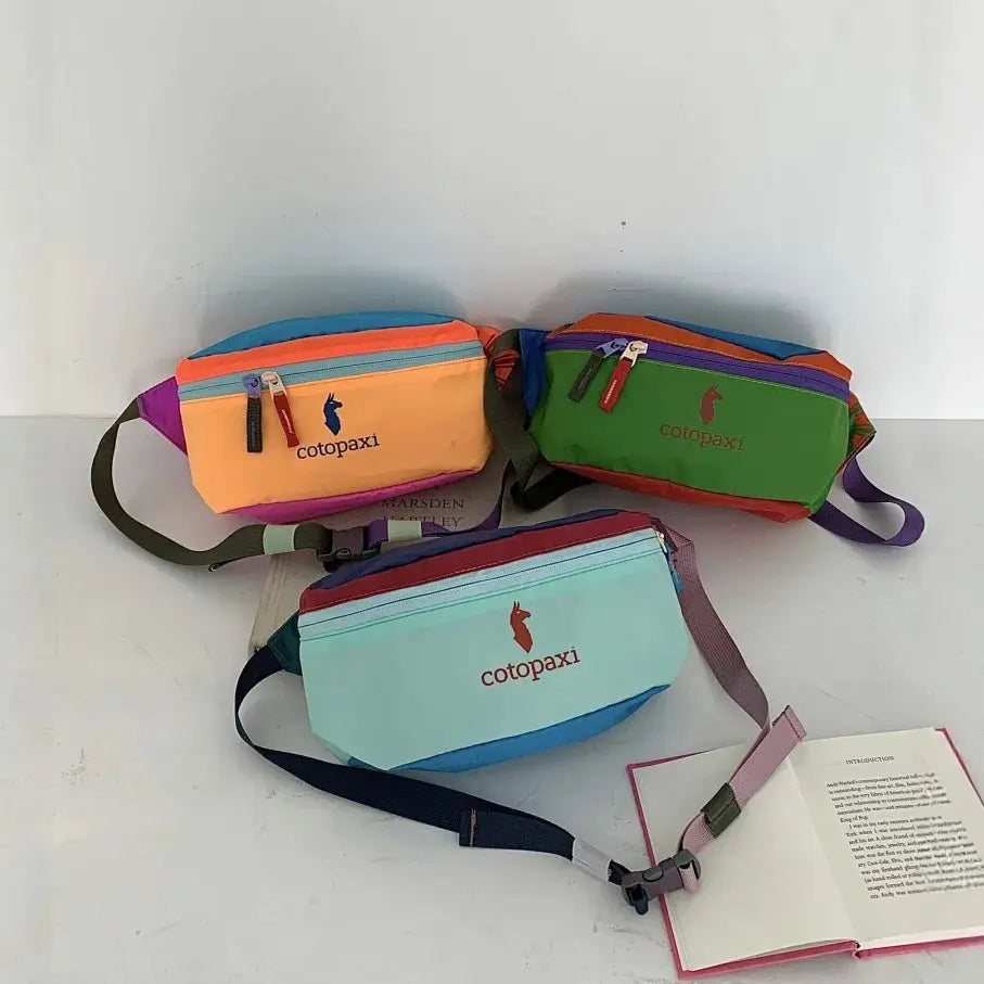 Cotopaxi waist bags, set of 3 multicolor, large-capacity unisex crossbody bags.