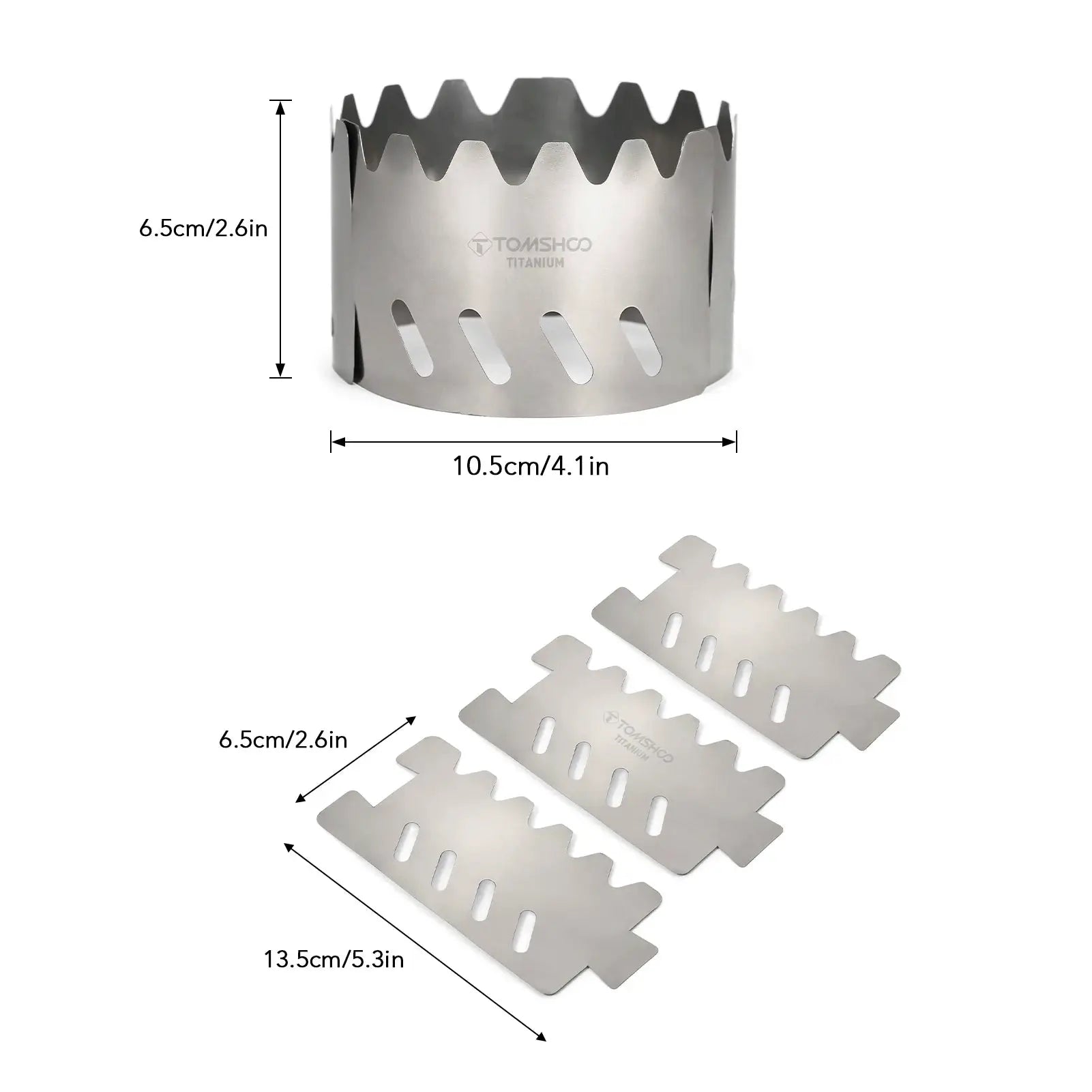 Tomshoo titanium windscreen; portable 4-piece set for outdoor gas/alcohol stoves (Simples Market)