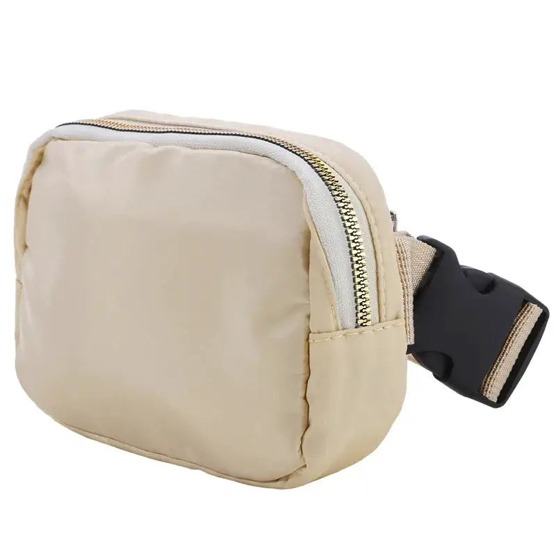 Waist bag by Simples Market, beige compact fanny pack with zipper and adjustable strap