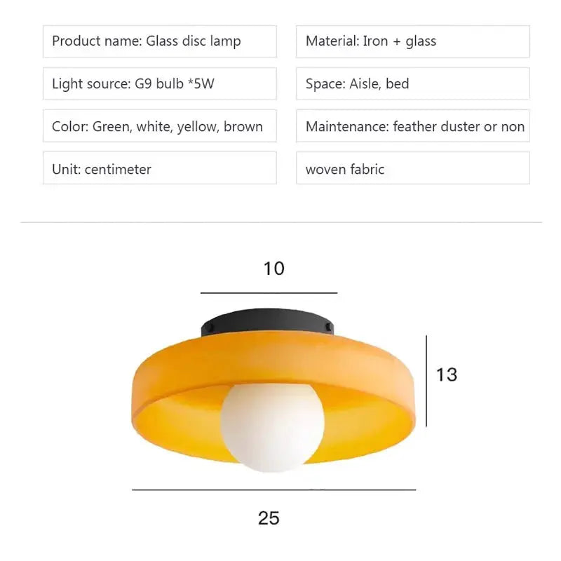 Simples Market Nordic glass ceiling light, orange ring with white bulb, single head G9 lamp