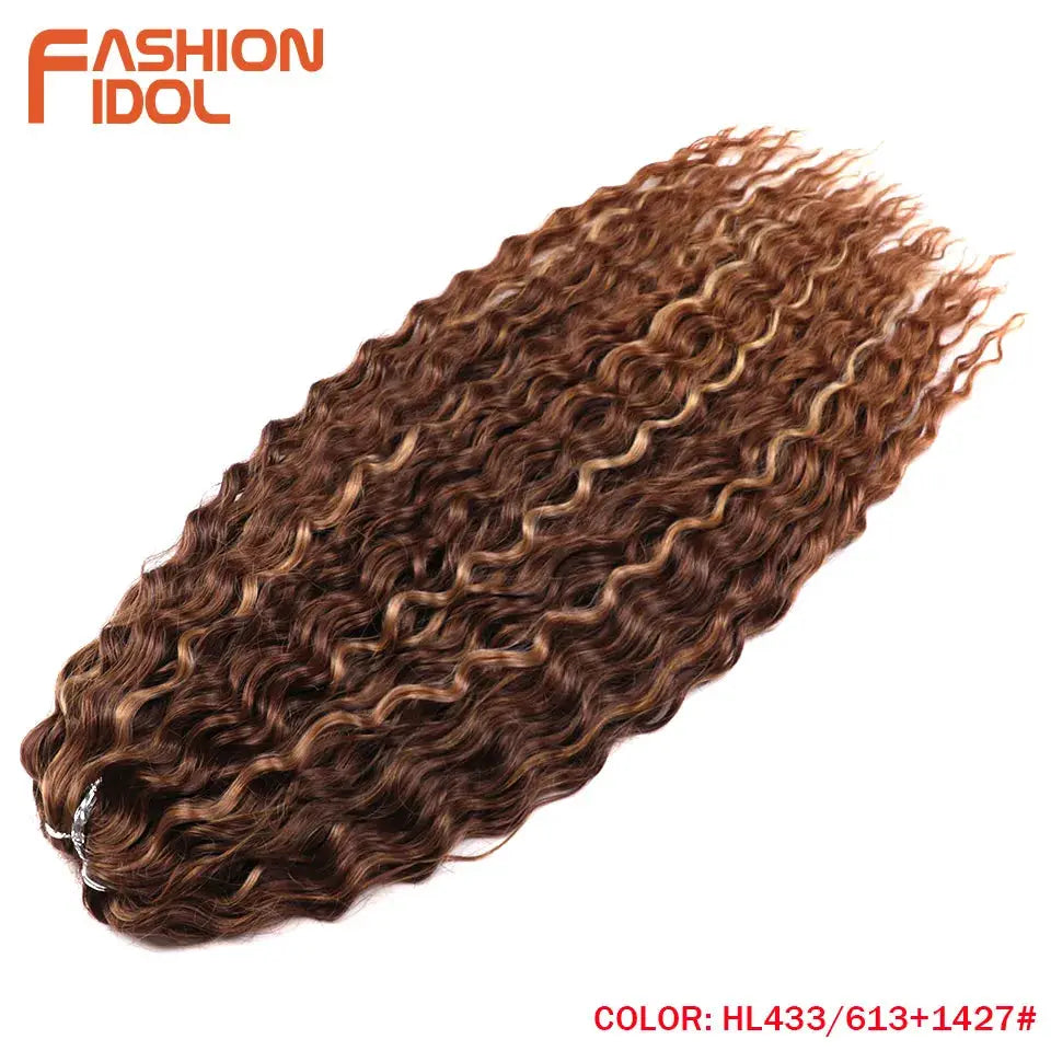 Ariel Curl Water Wave Twist Crochet Hair, Simples Market, ombre brown to blonde, 22in deep wave braiding extension