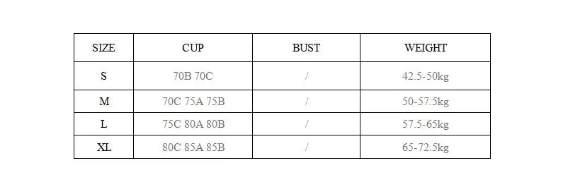 Birdtree silk-spandex lace bralette size chart: S–XL with cup options 70B/70C, 70C/75A/75B, 75C/80A/80B, 80C/85A/85B.