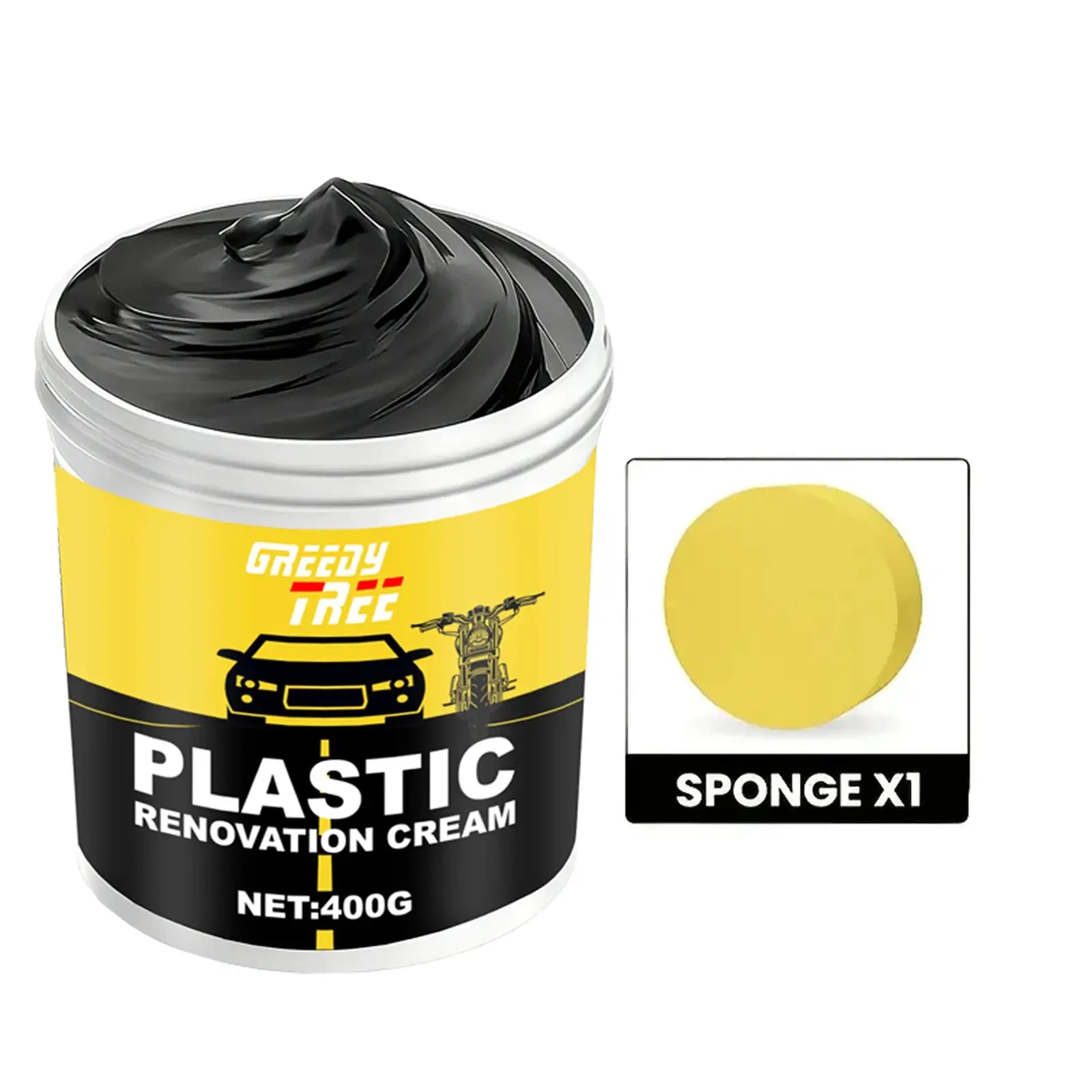 Plastic Renovation Cream 400g by Greedy Tree with Sponge X1
