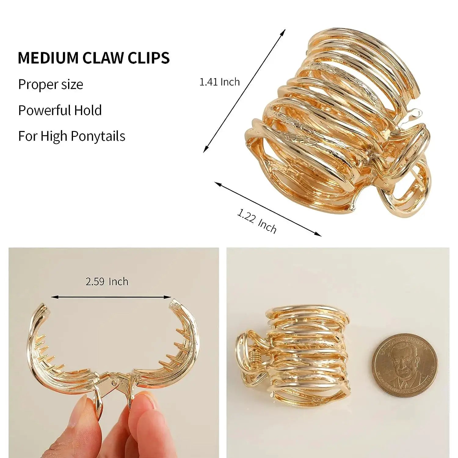 Gold Color Hollow Geometric Hair Clips Set Metal Hair Claw Cross Design Hairpins Headband For Women