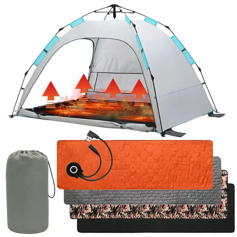 USB Heating Sleeping Mat For Outdoor Camping Hiking Travel With Temperature Control And Multiple Heat Settings