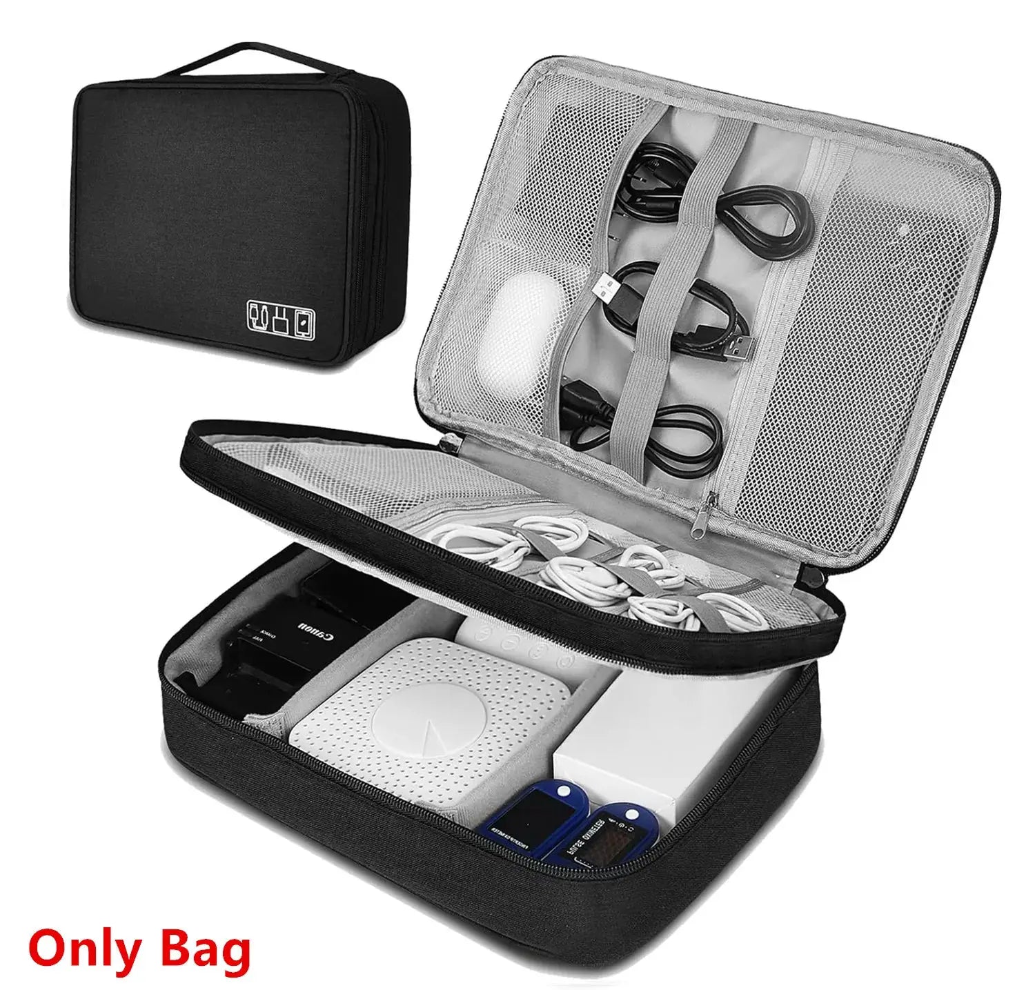 TravelMate Waterproof Cable Storage Bag Digital Organizer Portable USB Data Cable Charger Case With Compartments