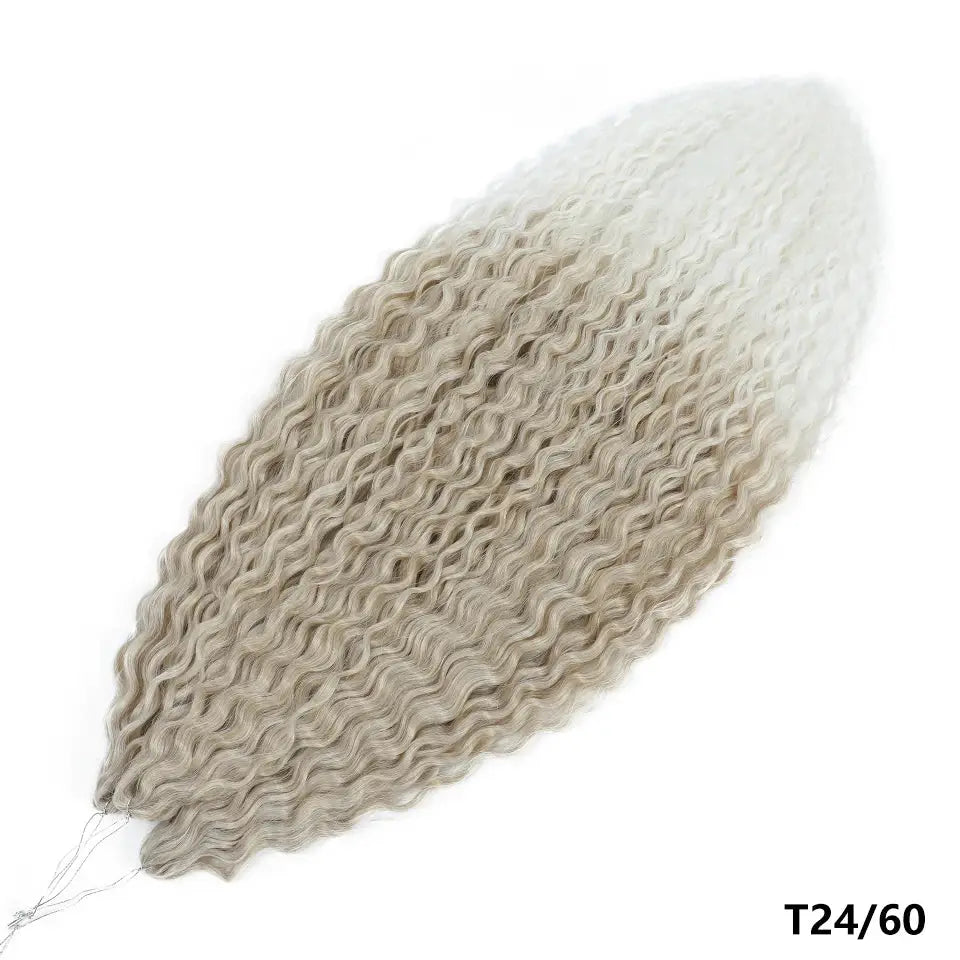 Ariel Curls water-wave crochet hair extensions in ombre blonde-pink, synthetic Afro hair bundle (T24/60)