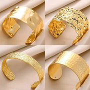 Exquisite Classic Bump Pattern Open Bangle Cuff Bracelet For Women Gold Color Stainless Steel Hand Ornament Gift