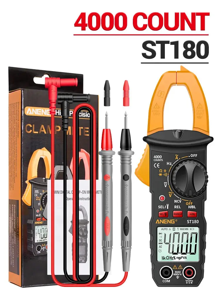 ANENG ST180 AC Current Clamp Meter Digital 4000 Counts Multimeter Capacitance NCV Ohm Ammeter Voltage Tester Car Amp