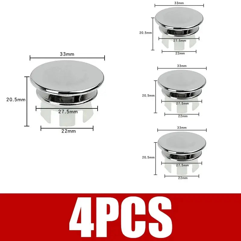 4-pack chrome overflow cover rings for bathroom and kitchen basins by Simples Market