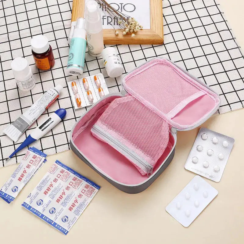 Mini Home First Aid Kit And Portable Tablet Storage Organizer With Large Capacity And Multiple Compartments