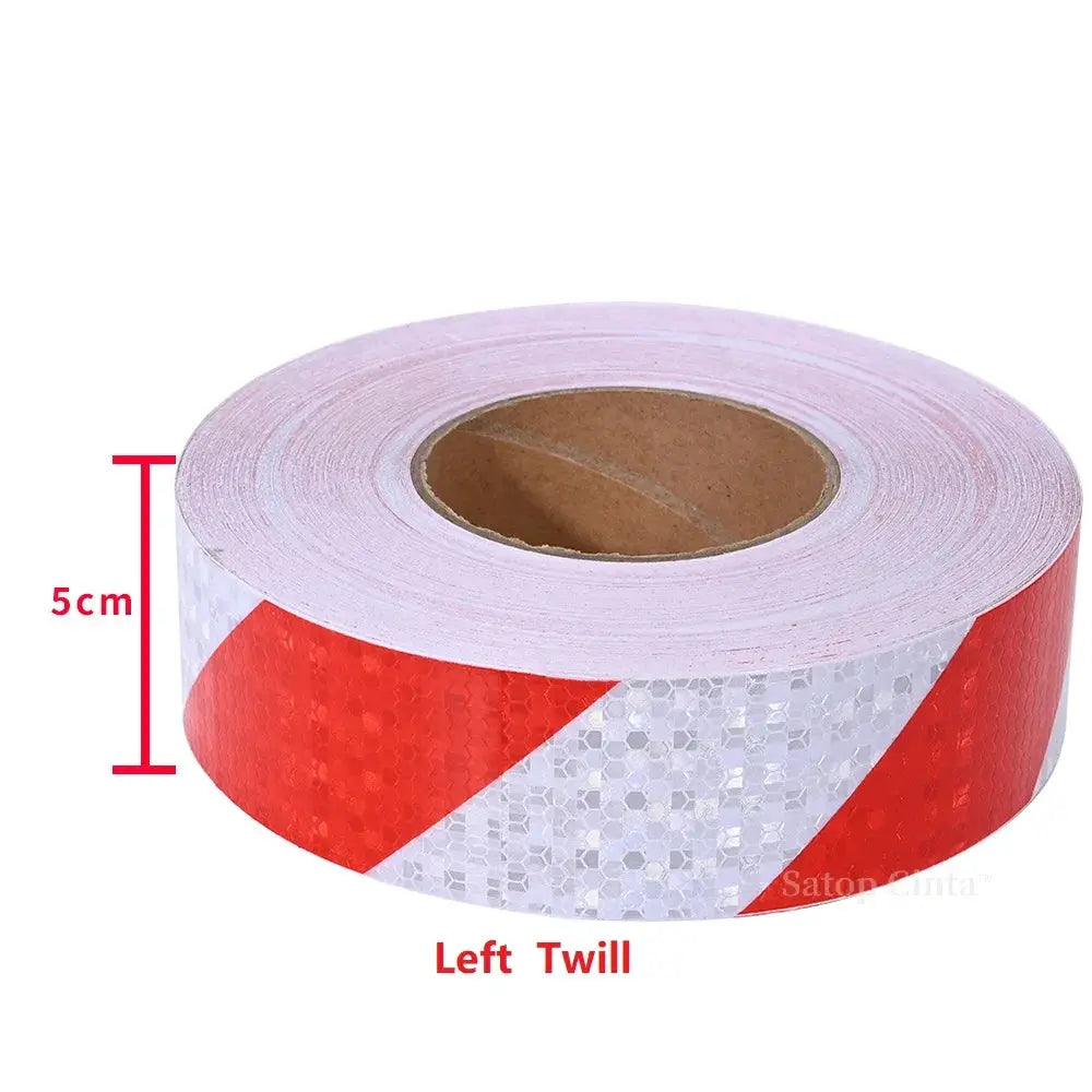 Reflective Adhesive Tape With Twill White Red Stripes Waterproof For Car Left Or Right 5cm 10cm 15cm 20cm By 5m