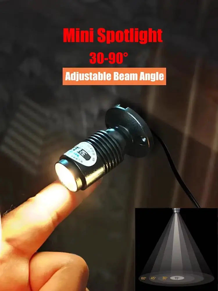 Simples Market 3W mini surface-mounted spotlight, 12V, adjustable beam 30–90°, display cabinet light
