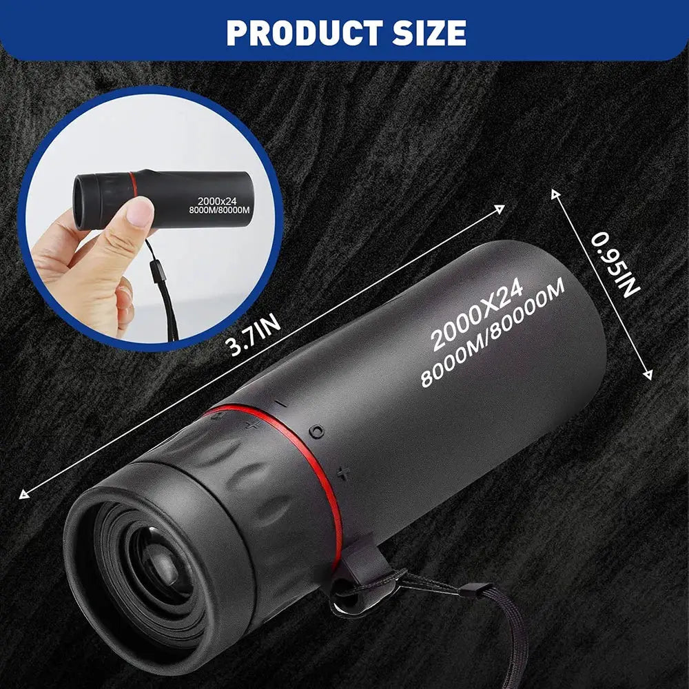 Monocular telescope 2000X24 black with phone adapter by Simples Market