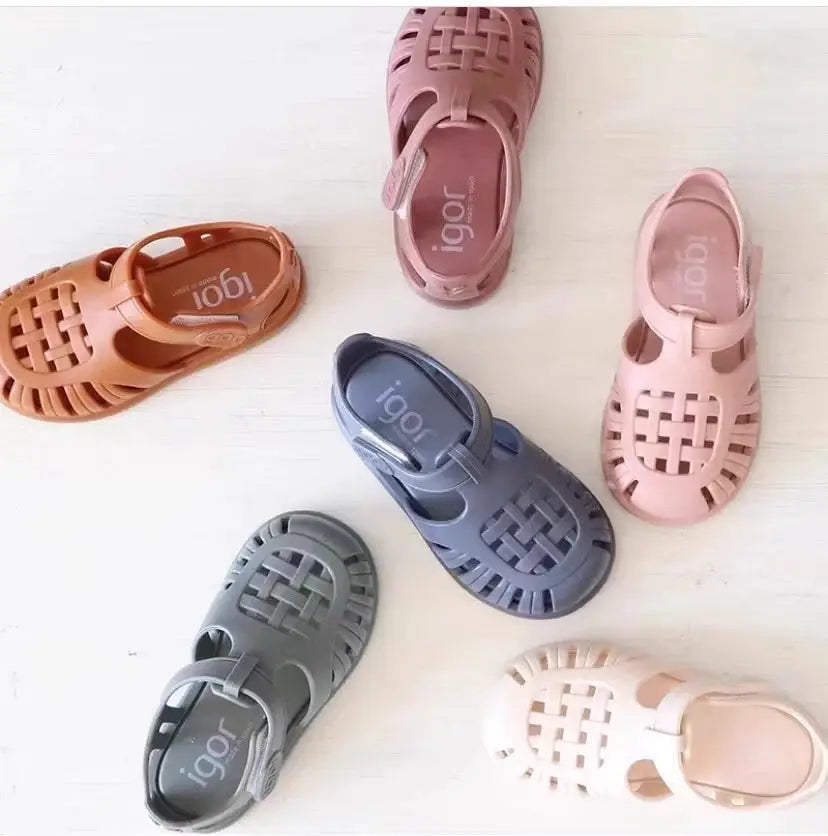 Classic Design Summer Roman Sandals For Kids Boys And Girls Breathable Casual Beach Footwear Solid Color