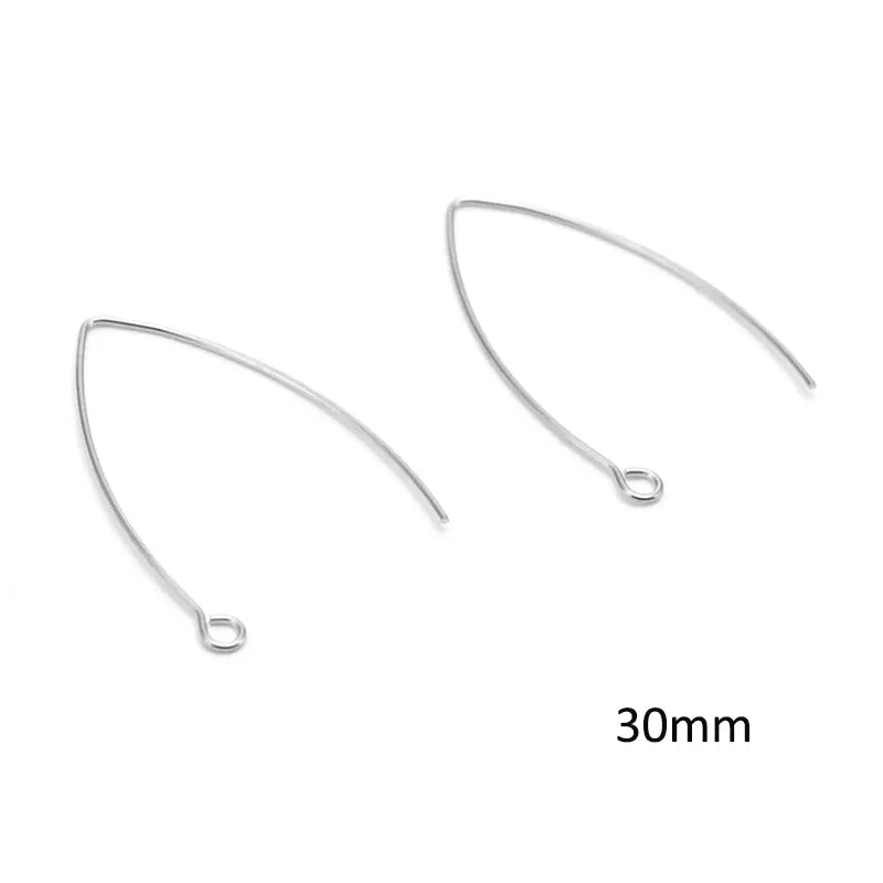 Stainless steel earwire hooks, 30mm, silver by Simples Market — 2 pcs shown