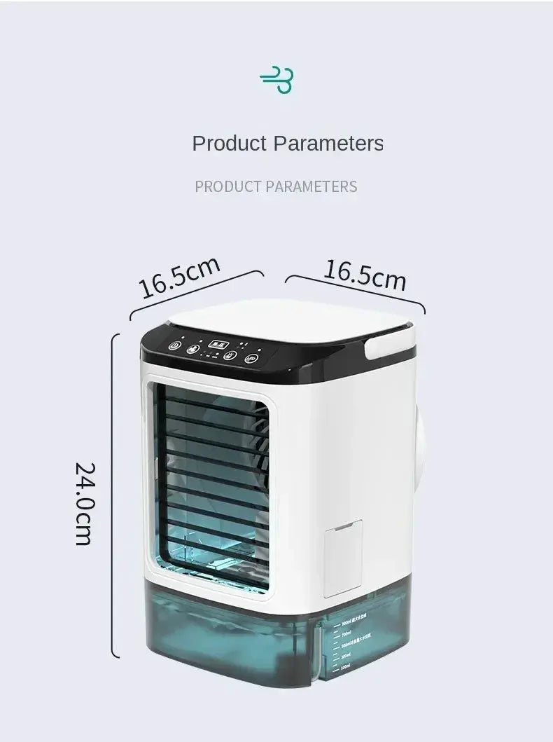HOMEFISH desktop humidifier by Simples Market; white body with translucent blue water tank, USB-powered and quiet.