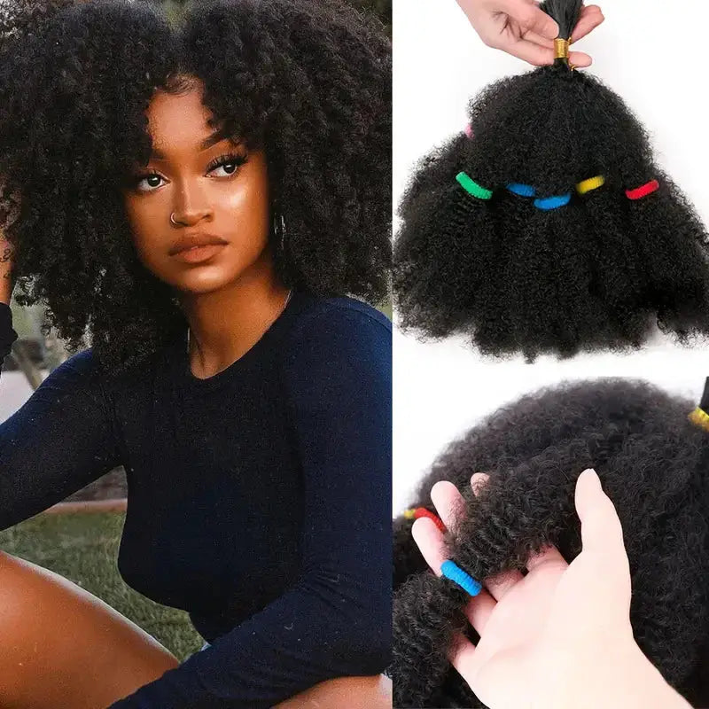 Simples Market Afro Kinky Bulk Hair 12" synthetic afro twist braiding hair, 1 pack (10 strands) with colorful bands