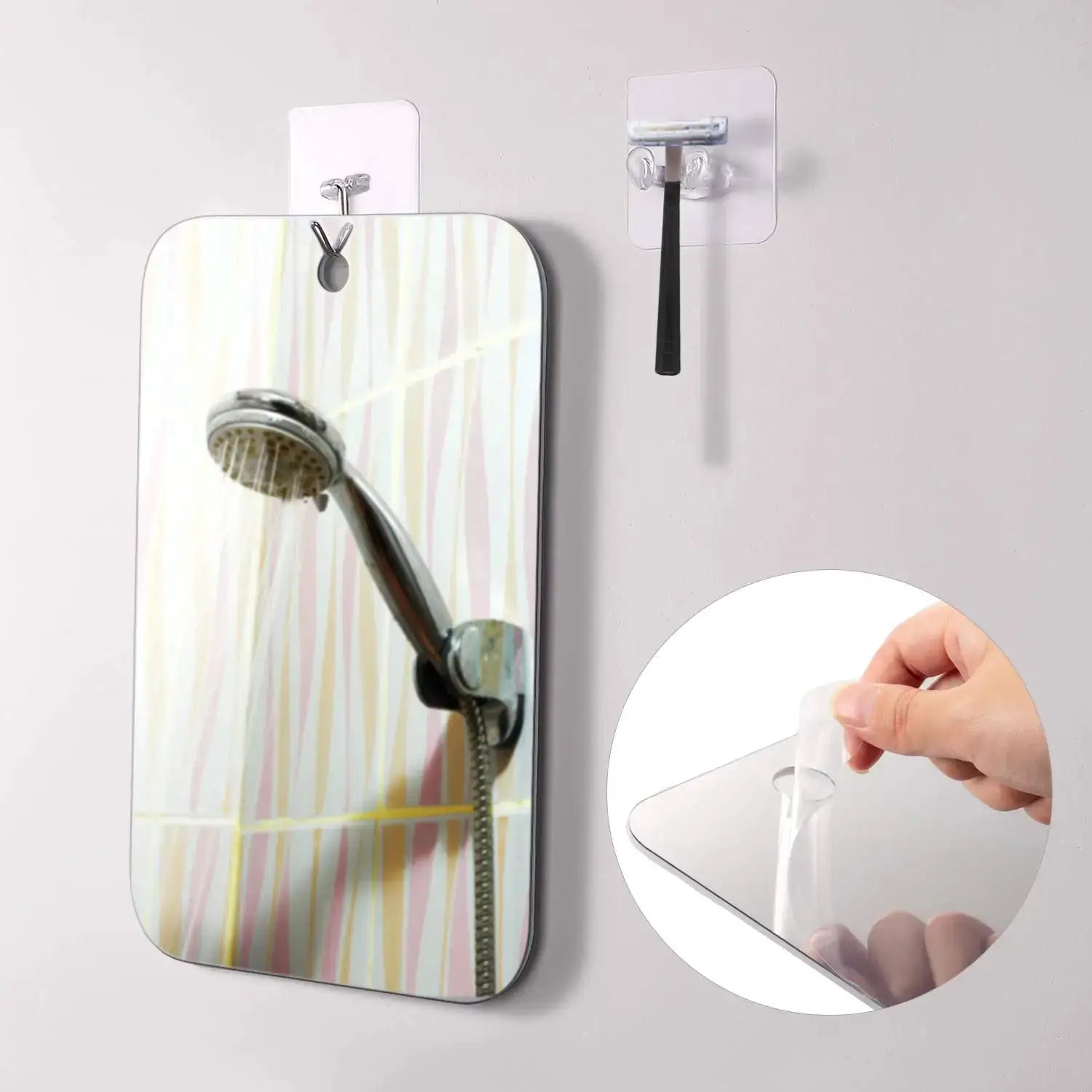 Simples Market acrylic fogless shower mirror with suction mount, anti-fog for shaving and makeup travel bathroom accessory
