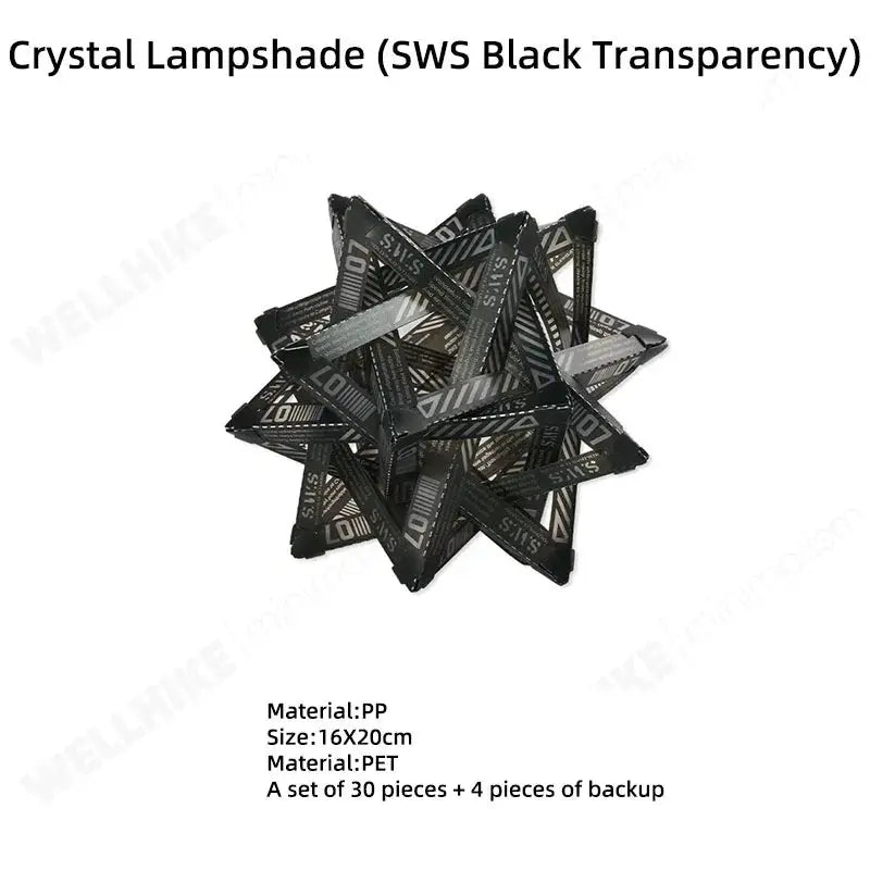 Star camping lantern shade by Simples Market, black waterproof lampshade, PP/PET, 30 pcs + 4 backups