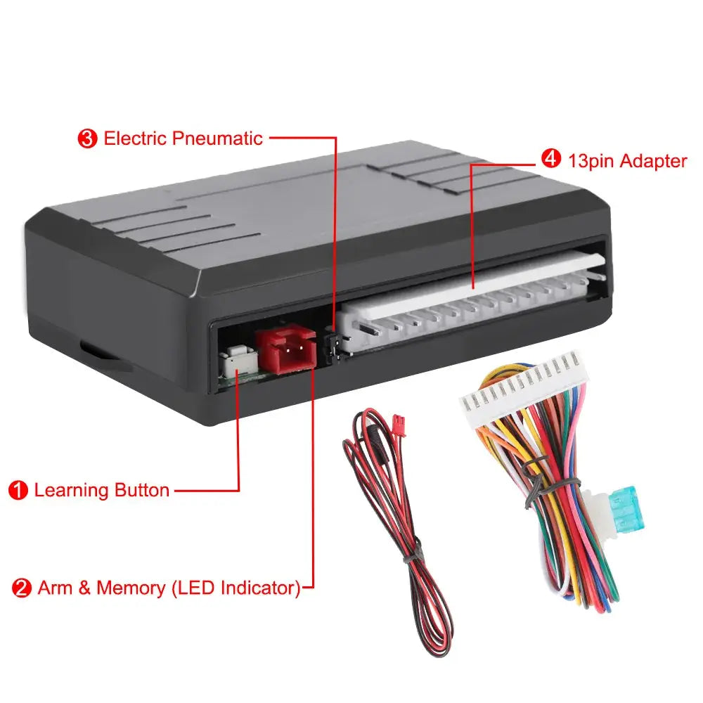 Car remote central door lock kit module black by Simples Market with learning button and 13-pin adapter