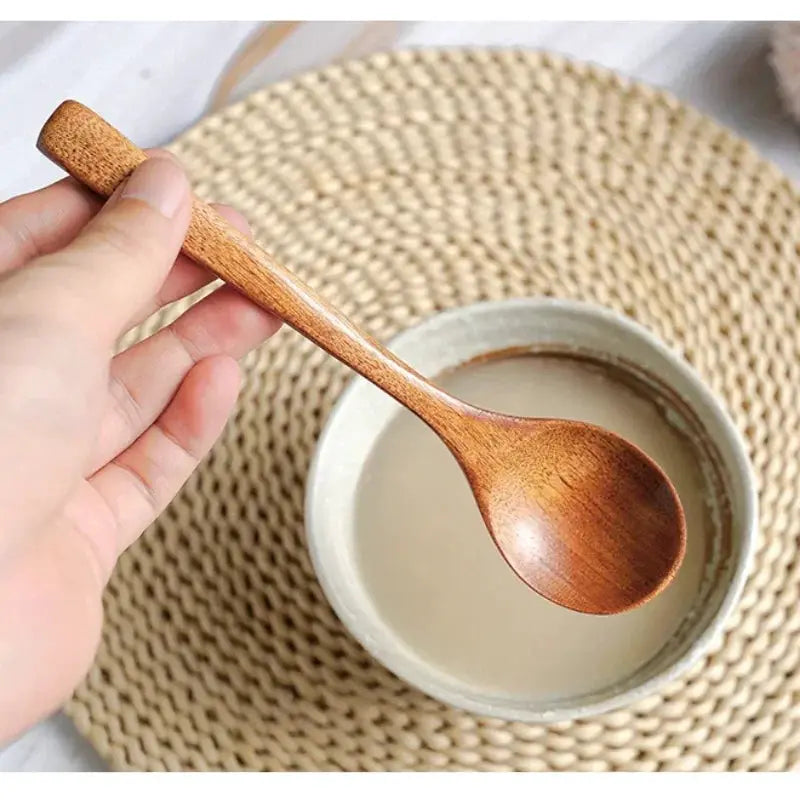 Bamboo Wooden Spoon Kitchen Utensil For Cooking Stirring Serving Eco Friendly Dinner Soup Teaspoon