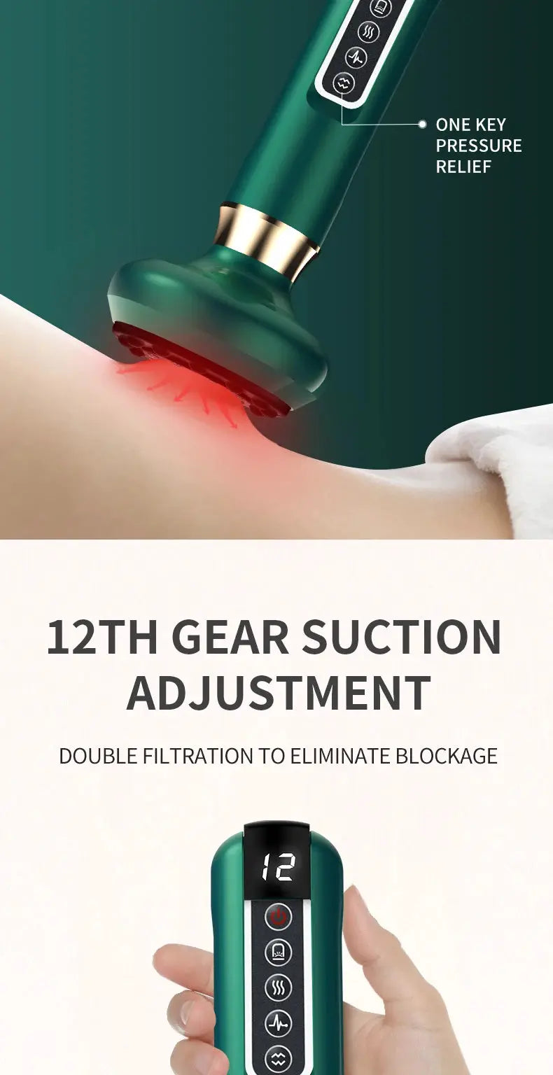 Simples Market Tricolor electric massager with gua sha suction cup and infrared heat