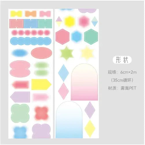 Simples Market decorative adhesive tapes sheet set with pastel shapes for junk journaling and scrapbooking